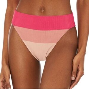 New! Beach Riot Alexis Bikini Bottom Rouge Colorblock Ribbed Pink 10037